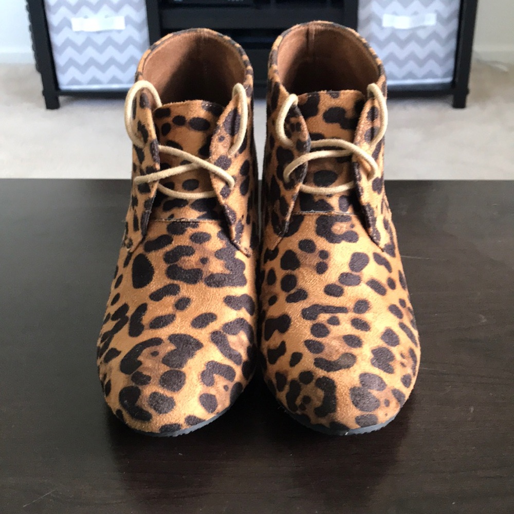 Leopard print booties